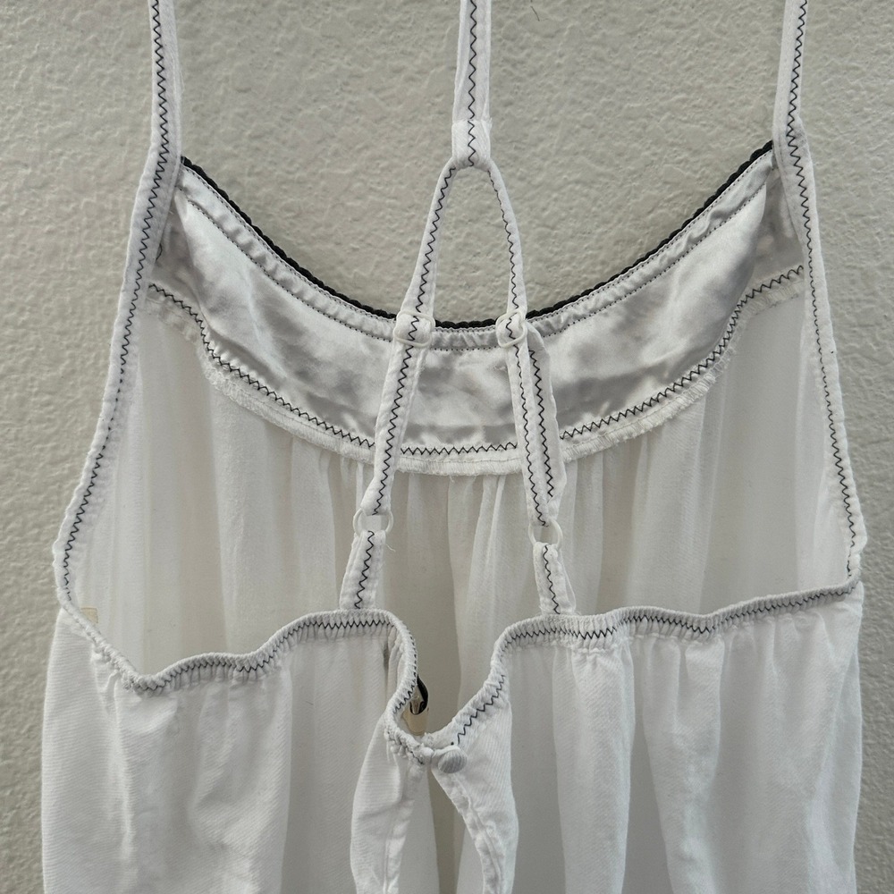 Forever 21 Y2K Womens White Embroidered T-Back Top Boho Summer - Picture 4 of 8